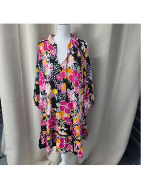 Crown & Ivy Floral Top with Pink and Orange Accents Size 4X